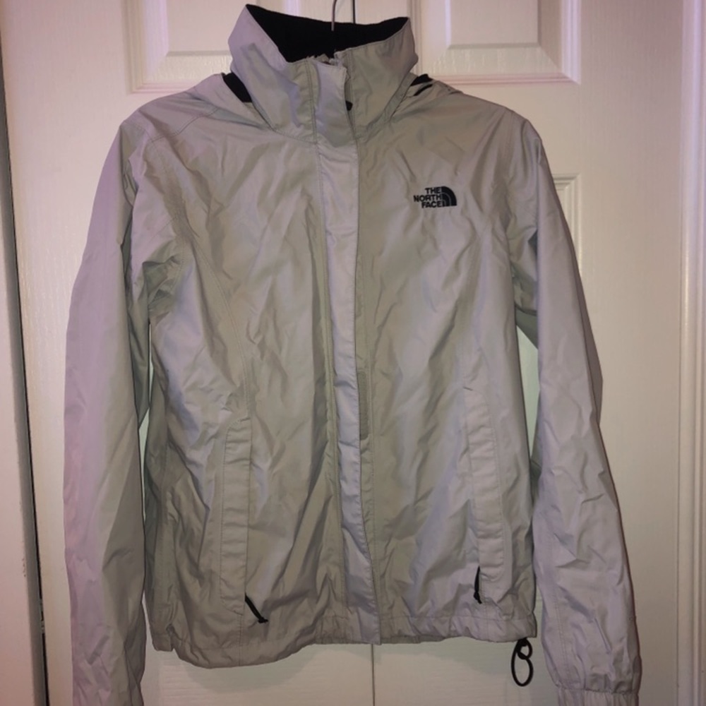 Gray North Face rain jacket